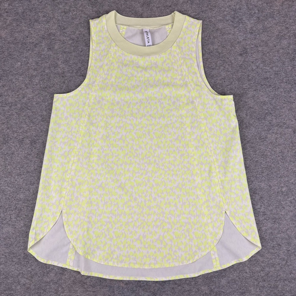 Athleta Zephyr Printed Tank Top Animal Print Polyester Yellow Womens Small S